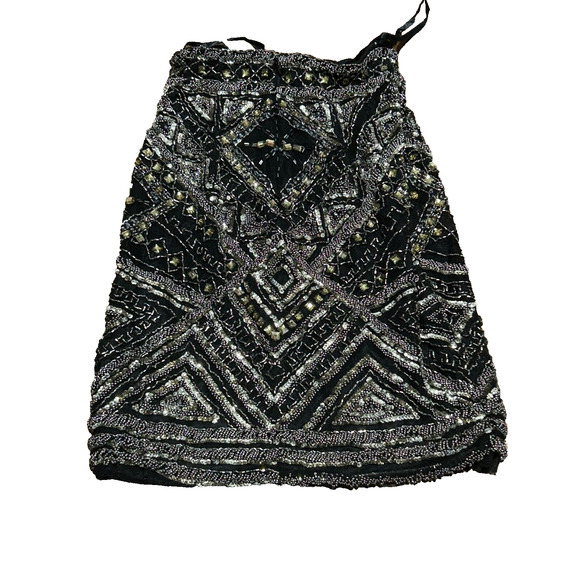 Vtg Sherri Hill Womens Black Embellished Beaded & Sequin Lined Mini Skirt Size 0 - Picture 2 of 11
